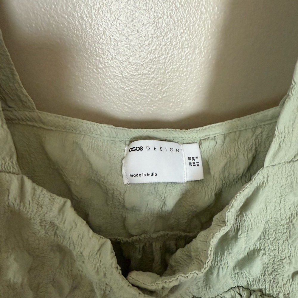ASOS Light Green Textured Ruffle Blouse - Picture 2 of 2